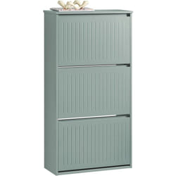 FSR165-H-HG Meuble à Chaussures Meuble d'entrée Meuble de Rangement à Chaussures avec 3 Abattants pour Petite Entrée Couloir, Gris - Sobuy