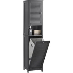 Sobuy - BZR124-DGMeuble Colonne de Salle de Bain, Placard Armoire Toilette Haute, Meuble de Salle de Bain, Meuble de Rangement avec 1 Porte, 1 Tiroir