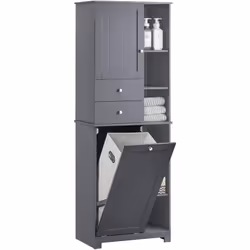 SoBuy BZR104-DG Meuble Colonne de Salle de Bain, Meuble de Rangement Salle de Bain Cette armoire haute simple et attrayante i ...