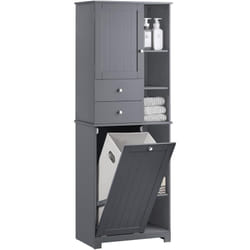 Sobuy - BZR104-DG Meuble Colonne de Salle de Bain Placard Armoire Toilette Haute Meuble de Rangement pour Salle de Bain Buanderie, avec 2 Portes et 2
