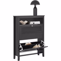 SoBuy FSR152-SCH Meuble d'entrée avec 2 abattants permettant le rangement des chaussures. Design modern et élégant. Ce meuble ...