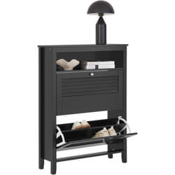 Sobuy - FSR152-SCH Armoire à Chaussures, Commode à Chaussures avec 2 Abattants, Meuble de Rangement à Chaussures, Meuble d'Entrée, Rangement pour