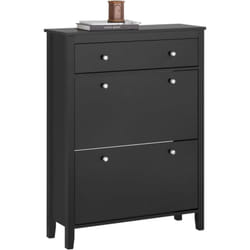 Sobuy - FSR89-SCH Armoire à Chaussures Commode à Chaussures Meuble de Rangement à Chaussures 2 abattants Meuble d'entrée Coffre Rangement pour