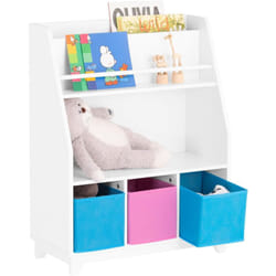 Sobuy - KMB34-F Bibliothèque Étagère à Livres Étagère de Rangement Jouets pour Enfants Porte-revues avec Compartiments de Rangement et 3 Paniers