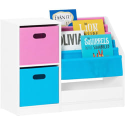 Sobuy - KMB76-F Bibliothèque pour Enfants, Organisateur Jouets et Livres, Étagère de Rangement pour Enfants avec 2 Paniers, 5 Étagères et 1