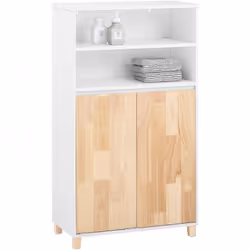 SoBuy BZR143-WN Meuble Bas de Salle de Bain avec sacs à linge Idéale pour votre salle de bain ou vos toilettes, cette armoire ...