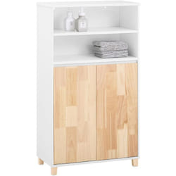 Sobuy - BZR143-WN Meuble Bas de Salle de Bain avec Bac à Linge Amovible Armoire à Linge Commode pour Salle de Bain Armoire Toilette avec 3