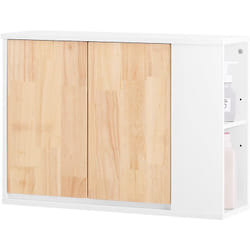 Sobuy - BZR144-WN Armoire Murale, Placard de Rangement, Meuble de Rangement Suspendu Salle de Bain, Meuble Haut avec 2 Portes, Étagère latérale et