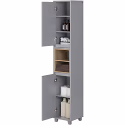 SoBuy Meuble Colonne de Salle de Bain BZR147-DG Idéale pour votre salle de bain ou vos toilettes, ce meuble colonne de salle ...