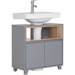 SoBuy Meuble Sous-Lavabo à 2 étages, Gris, BZR148-DG Ce meuble offre à la fois un espace de stockage supplémentaire et une so ...