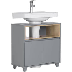 Sobuy - BZR148-DG Meuble Sous Lavabo de Salle de Bain, Meuble Sous Vasque à 2 Portes, Placard Armoire de Rangement Meuble évier de Cuisine, L60 x P30