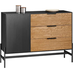 Sobuy - HFSB02-SCH Buffet Bas, Commode Armoire de Rangement, Buffet Bahut pour Cuisine Salle à Manger Salon Entrée avec Placard, 1 Porte et 3