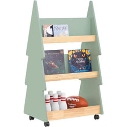 Sobuy - KMB99-H-GR Bibliothèque Enfant à Roulettes Étagère à Livres Enfant Étagère pour Chambre d'Enfant avec 5 étagères et 4 roulettes, vert