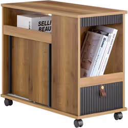 SoBuy FBT143-PF Bout de Canapé avec 1 Tiroir, 2 Compartiments Ouverts et 4 Portes Notre table de chevet polyvalente allie fon ...
