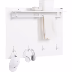 SoBuy FHK36-W Porte-manteau Mural avec 4 crochets et 1 étagère Idéale pour les couloirs, les cuisines ou même les salles de b ...