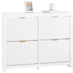 Sobuy - FSR186-W Meuble Chaussure, Rangement Chaussure, Meuble d'Entrée, Armoire à Chaussures, Meuble de Rangement, Commode à 4 Abattants, Coffre