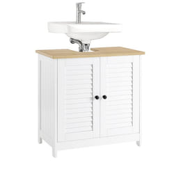 Meuble sous Vasque FRG237-WN SoBuy - avec 2 Étages - L60 x P35 x H59 cm - Blanc et Nature