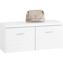 Sobuy - FSR178-W Banc à Chaussures, Banc de Rangement, Meuble à Chaussures d'Entrée Armoire de Rangement avec 2 Portes, pour Couloir, Entrée, Chambre