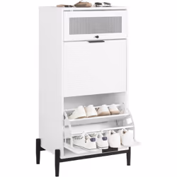 SoBuy Meuble à Chaussures FSB95-W Le meuble à chaussures, tel un gardien silencieux dans la pièce, veille avec grâce sur la b ...