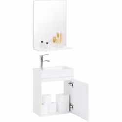 SoBuy BZR170-SET Ensemble de Lavabo en céramique avec miroir Parfait pour créer une ambiance zen et accueillante dans votre s ...