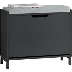Sobuy - FSR151-K-SCH Banc Chaussures, Rangement pour Chaussures, Armoire à Chaussures, Meuble d'entrée, Coffre avec 1 Abattants et 1 Coussin, Noir,