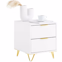 SoBuy Table de chevet avec 2 tiroirs Table de Nuit, Blanc, FBT160-W Grâce à son faible encombrement, la table de chevet écono ...