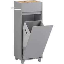 SoBuy Meuble Bas de Salle de Bain Armoire Toilette avec Panier à Linge, BZR159-DG Cette armoire est une solution parfaite pou ...