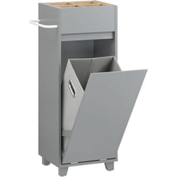 Sobuy - BZR159-DG Armoire à Linge Meuble Bas de Salle de Bain Corbeille à Linge Meuble de Rangement avec 4 Petits Compartiments Ouverts et 1 Panier à