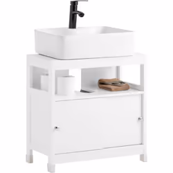SoBuy Meuble Sous-Lavabo à 2 étages et 2 Portes, BZR185-W Ce meuble offre un espace de stockage supplémentaire et embellit vo ...