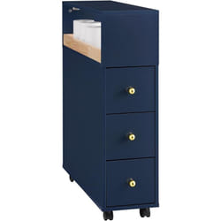Sobuy - Meuble de Rangement Salle de Bain Étroit sur Roulettes, Support Papier Toilette, Armoire Toilettes wc Compact, Rangement Polyvalente, 1