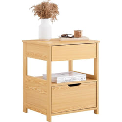 SoBuy Table de Chevet, Table de Nuit, Bout de Canapé, Table d'Appoint avec 2 Tiroirs et 1 Étagèrede Rangement, Table Basse, pour Salon, Chambre,