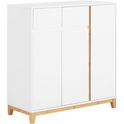 Sobuy - Meuble à Chaussures, Meuble de Rangement à Chaussures avec 3 Portes et 1 Tiroir, Armoire à Chaussures, Commode à Chaussures, Meuble d'Entrée,