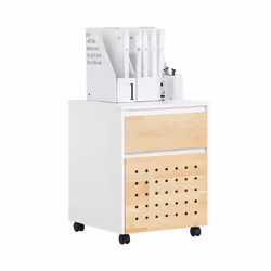 SoBuy ASK06-WN Caisson de Bureau à Roulettes Organiseur Bureau Meuble de Rangement Bureau Caisson de Rangement Bureau avec