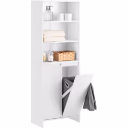 SoBuy Armoire de Salle de Bain Haute avec Sac à Linge, BZR155-W Cette armoire haute d'une simplicité attrayante impressionne  ...