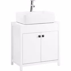 SoBuy Meuble Sous-Lavabo à 2 étages réglable et 2 Portes, BZR98-W Ce meuble offre un espace de stockage supplémentaire et emb ...
