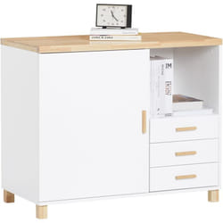 Sobuy - ASK07-WN Caisson de Bureau, Support Imprimante, Organiseur Bureau, Meuble de Rangement Bureau, Caisson de Rangement avec Tiroirs, – 90x45x75