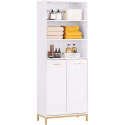 SoBuy Armoire de Salle de Bain Haute avec Sac à Linge, BZR182-W Cette armoire haute d'une simplicité attrayante impressionne  ...