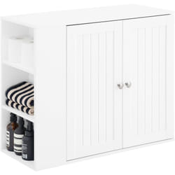 Sobuy - BZR188-W Armoire Murale Placard de Rangement Meuble de Rangement Suspendu Salle de Bain, 2 Portes et 3 Compartiments latérals, Étagères