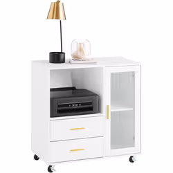 SoBuy ASK09-W Caisson de Bureau Support Imprimante Roulant Caisson de Bureau élégant sur roulettes – Une table d'appoint simp ...