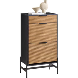 Sobuy - HFSR03-SCH Meuble à Chaussures, Meuble d'entrée, Meuble de Rangement à Chaussures, Commode à Chaussures avec 1 Tiroirs et 2 Abattants pour