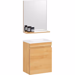 SoBuy BZR169-SET Ensemble de Lavabo en céramique avec miroir Parfait pour créer une ambiance zen et accueillante dans votre s ...