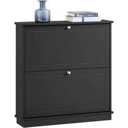 Sobuy - FSR99-SCH Meuble de Rangement à Chaussures, Armoire à Chaussures, Commode à Chaussures avec 2 abattants, Meuble d'entrée, Coffre Rangement