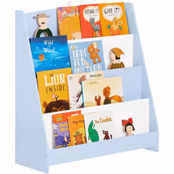 SoBuy KMB32-B Étagère pour Enfants avec 4 Compartiments Ouverts - Bleu Expliquez à votre enfant que ses livres méritent une m ...