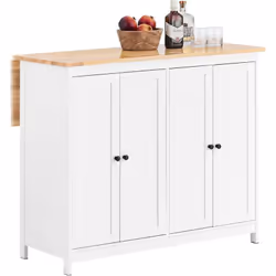 SoBuy KNL10-WN Ilot Central Buffet de Rangement Multi-rangements avec Plans de Travail Rabattable et 4 Portes Ce buffet offre ...