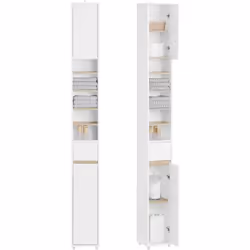 SoBuy Meuble Colonne de Salle de Bain, Blanc, BZR34-WN Une bonne solution pour les petites espace. Avec une empreinte au sol ...