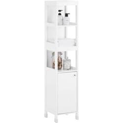 SoBuy BZR187-W Meuble Colonne de Salle de Bain, Armoire Haute, Placard de Rangement, Étagère de Rangement, Colonne de Rangement avec Porte, 3