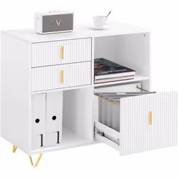 SoBuy ASK11-W Caisson de Bureau, Organiseur Bureau avec 3 tiroirs Caisson de Bureau élégant sur roulettes – Une table d'appoi ...