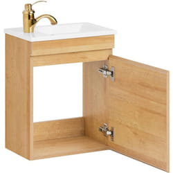 Sobuy - BZR169-N Meuble Suspendu pour Lavabo Armoire de salle de bain avec Lavabo Meuble salle de bain avec vasque Ensemble de Lavabo en céramique