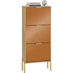 Sobuy - FSR181-H-G Meuble à Chaussures, Meuble de Rangement à Chaussures avec 3 Abattants, Armoire à Chaussures, Commode à Chaussures, Meuble
