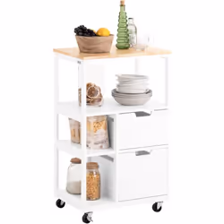 SoBuy FKW111-WN Desserte Roulante Chariot de Cuisine à Roulettes avec 2 Tiroirs Idéal pour divers ustensiles dans la cuisine, ...